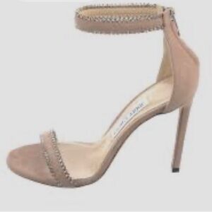 Jimmy Choo Suede Sandals
Neutrals
Crystal Embellishments